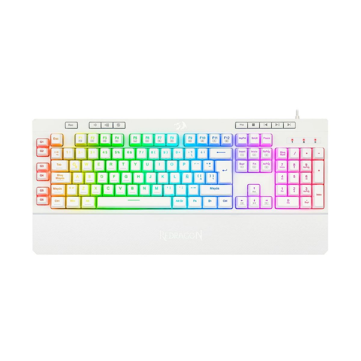 REDRAGON - Teclado Gamer Redragon Shiva Spanish K512W Rgb White