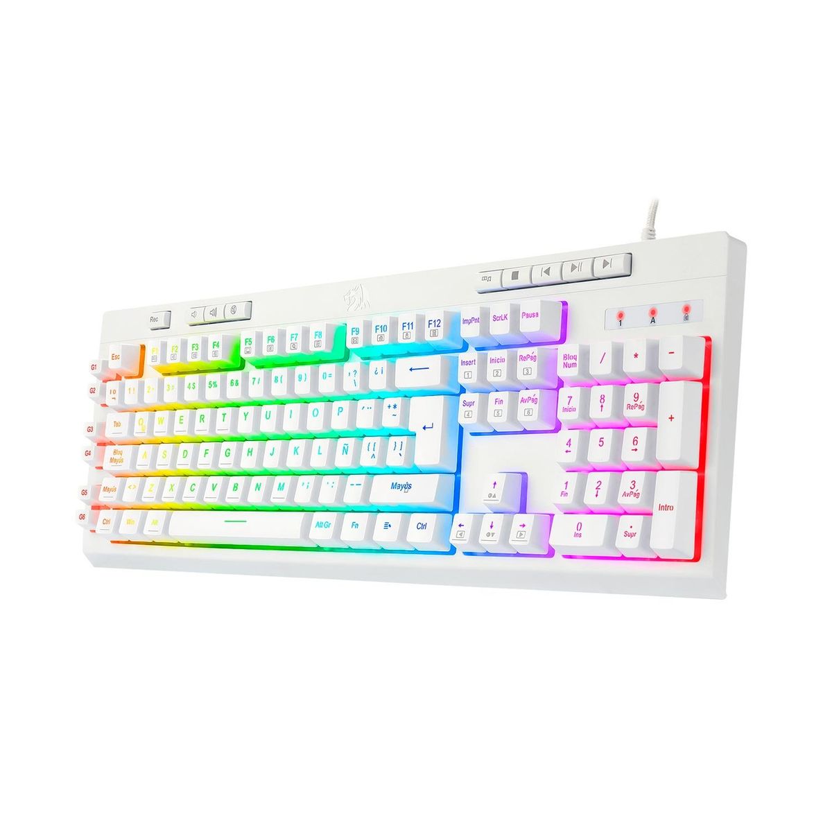 REDRAGON - Teclado Gamer Redragon Shiva Spanish K512W Rgb White
