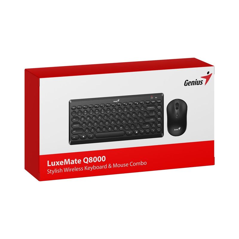 GENIUS - Teclado Genius+Mouse Wireless Luxemate Q8000 Tkl Usb Multimedia Black