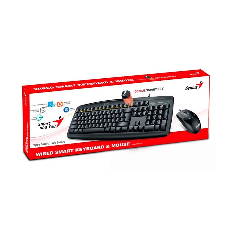GENIUS - Teclado Genius+Mouse Smart Km-200 Usb Multimedia Black