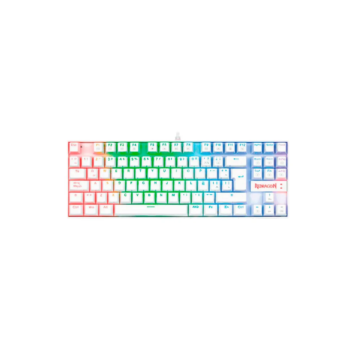 REDRAGON - Teclado Gamer Redragon Kumara K552W Rgb White Spanish Red Switch TKL