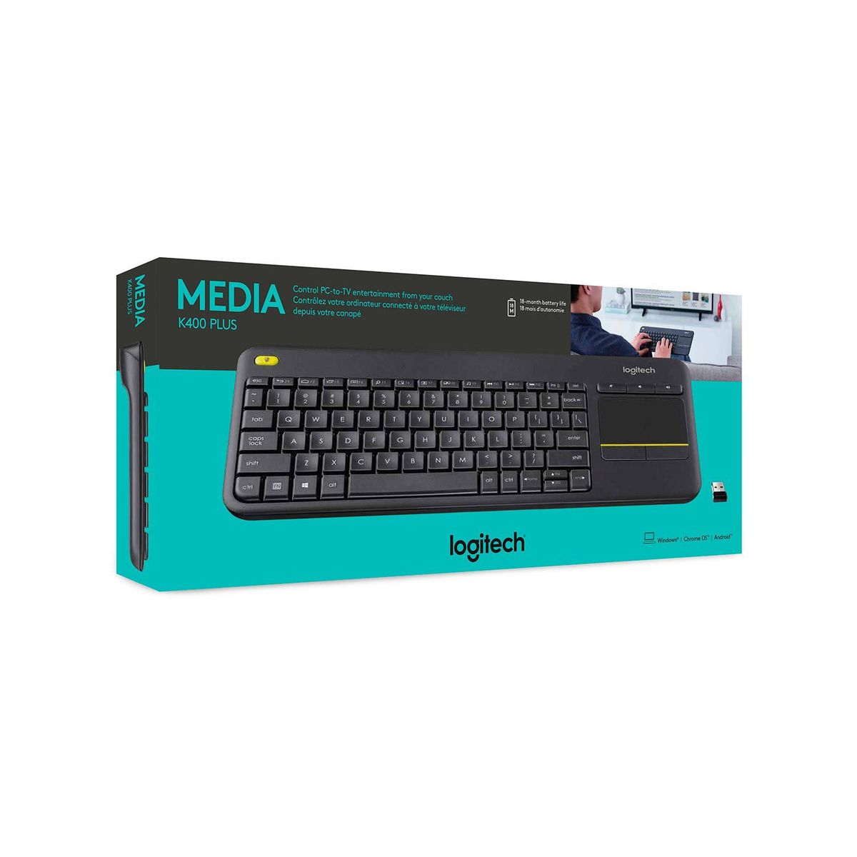 LOGITECH - Teclado Logitech K400 Plus Wirelees Touch Sp Black