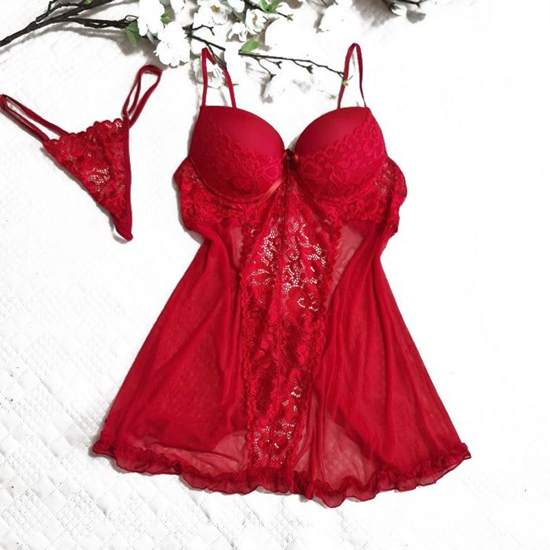 GENERICO - Babydoll Diane  Tanga hilo regulable Lencería fina