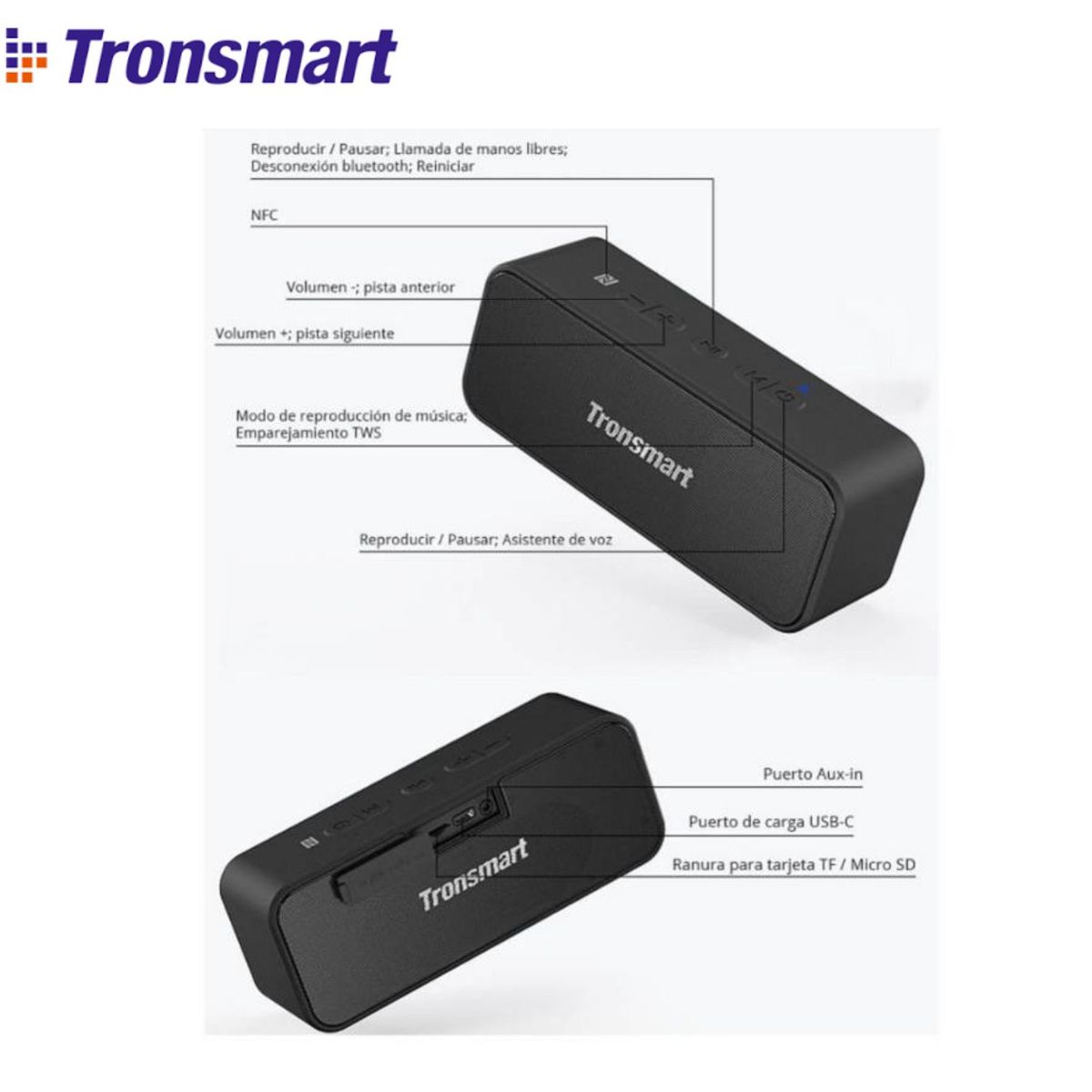 TRONSMART - Parlante Bluetooth Tronsmart T2 Plus IPX7 20W