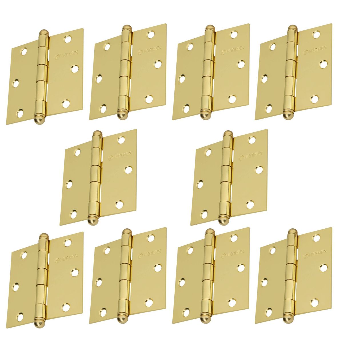 HERMEX - Bisagra cuadrada 3-1/2" acero latonado, Hermex, Pack 10 piezas