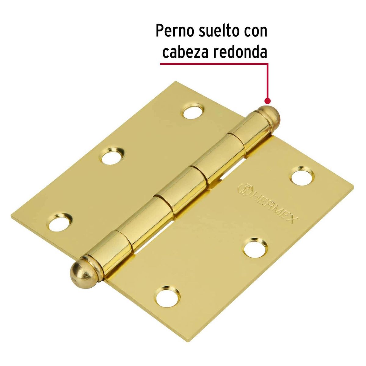 HERMEX - Bisagra cuadrada 3-1/2" acero latonado, Hermex, Pack 10 piezas