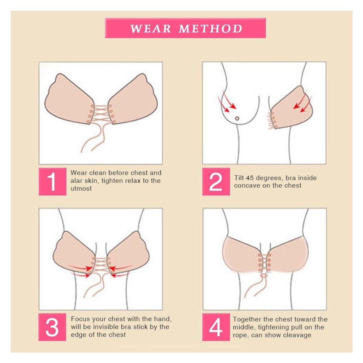 GENERICO - Brasier Push up Invisible Mariposa Levanta Busto Dama Invisible