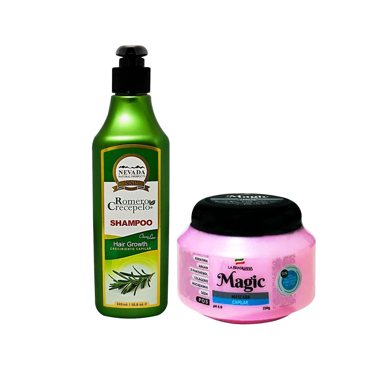 NEVADA NATURAL PRODUCTS - Shampoo Romero Crecepelo y Máscara Capilar