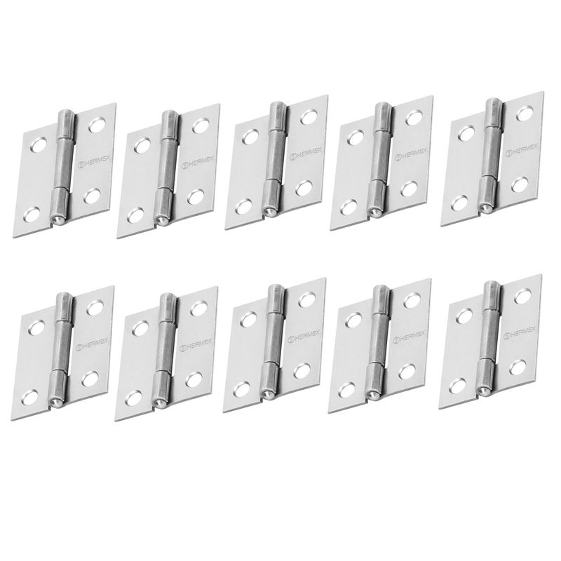HERMEX - Bisagra rectangular 1-1/2" acero pulido Hermex, Pack 10 piezas