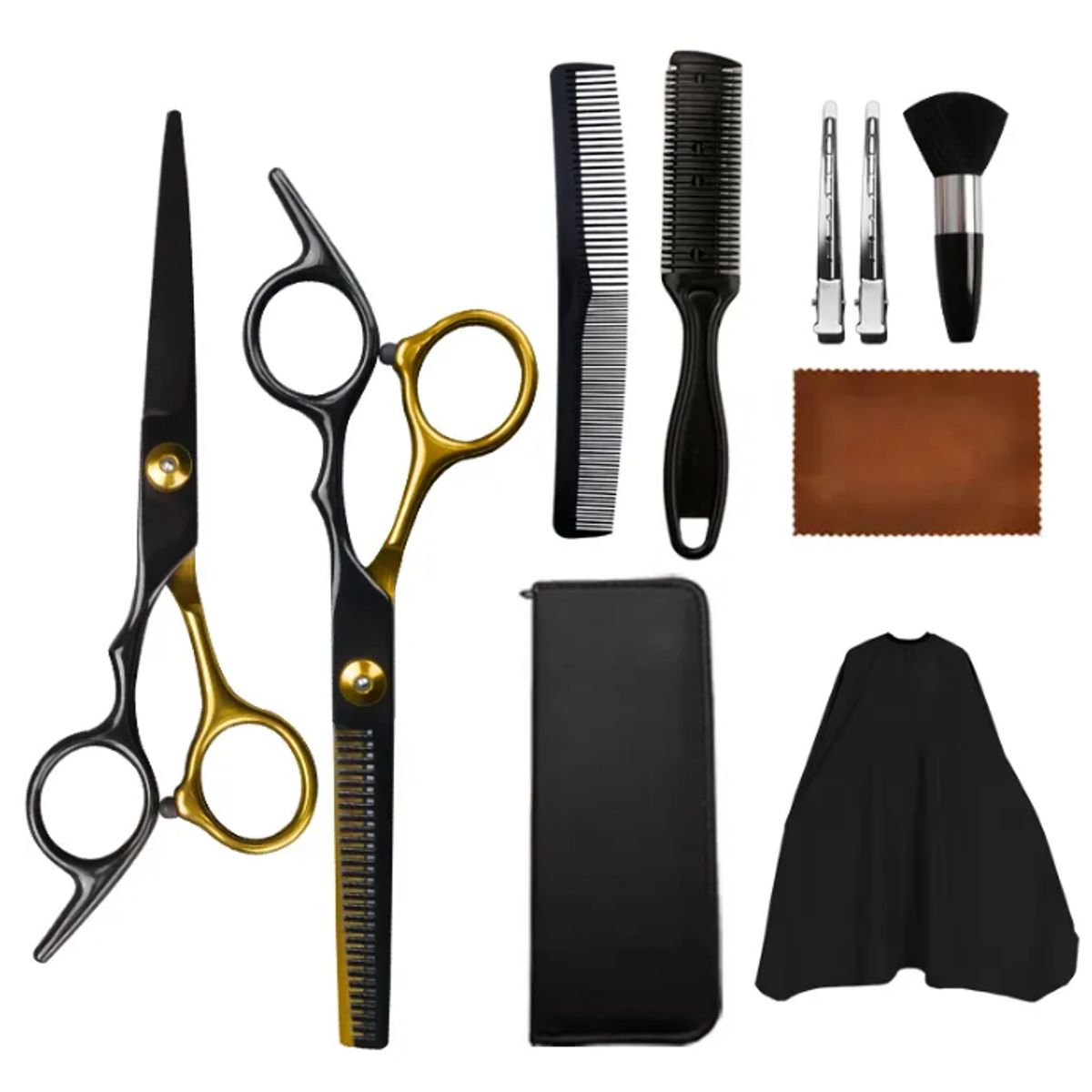GENERICO - Kit de Tijeras Black Gold con Accesorios Peluqueria Barberia