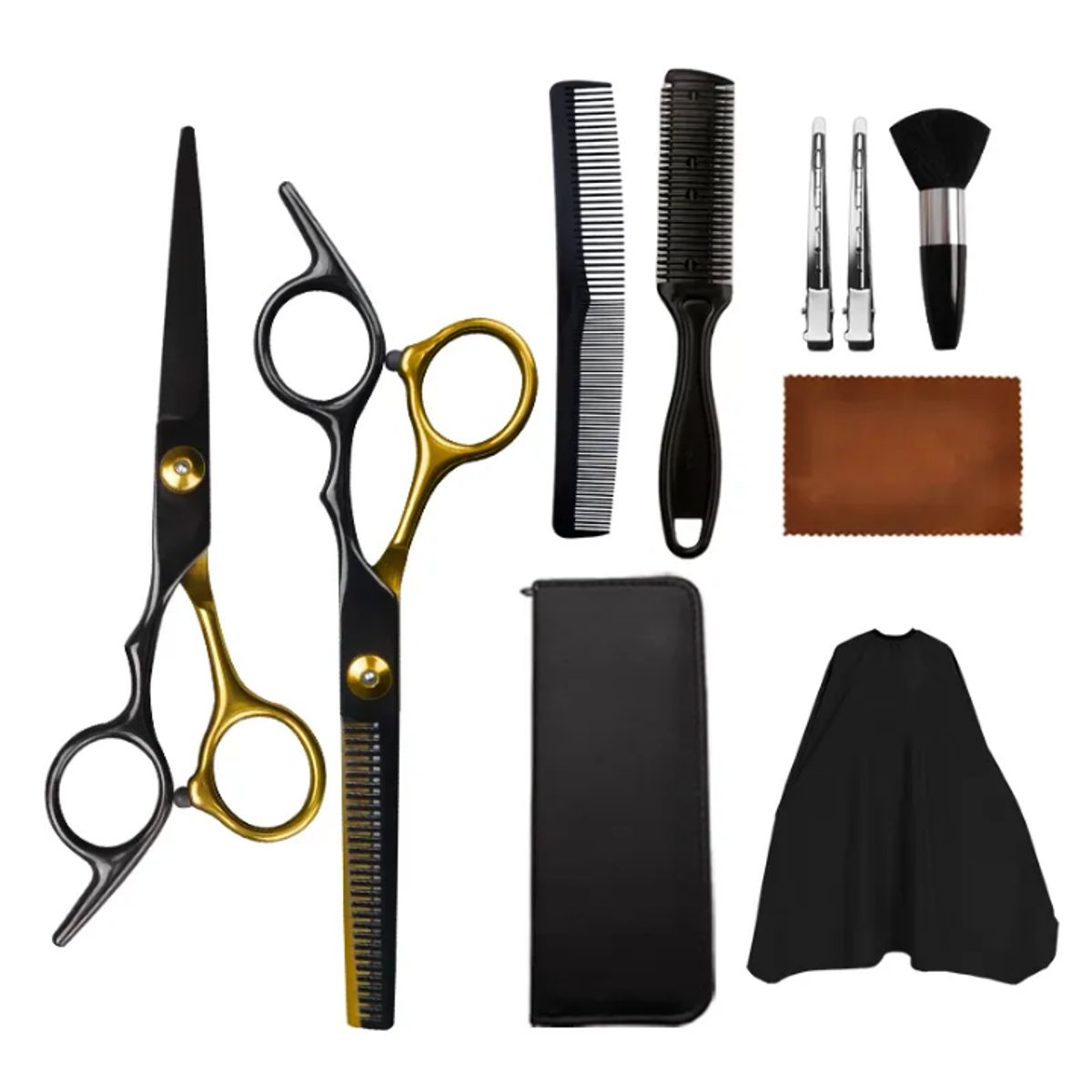 GENERICO - Kit de Tijeras Black Gold con Accesorios Peluqueria Barberia