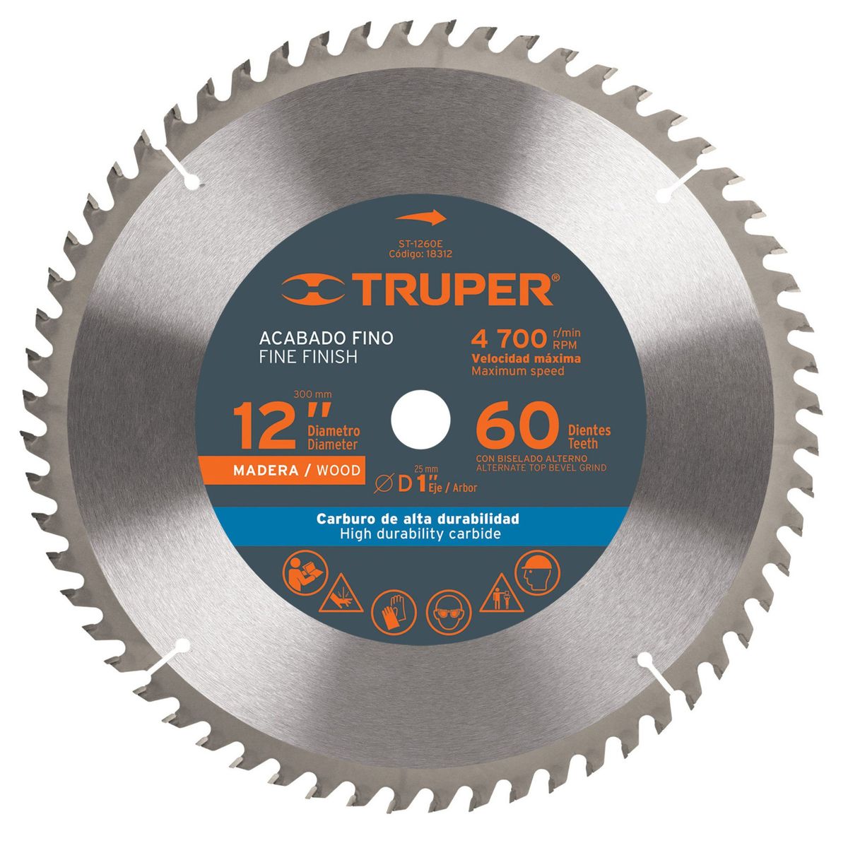 TRUPER - Disco de sierra para madera, 12 pulgadas, 60 dientes, Truper