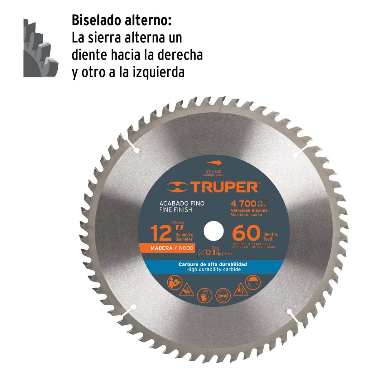 TRUPER - Disco de sierra para madera, 12 pulgadas, 60 dientes, Truper