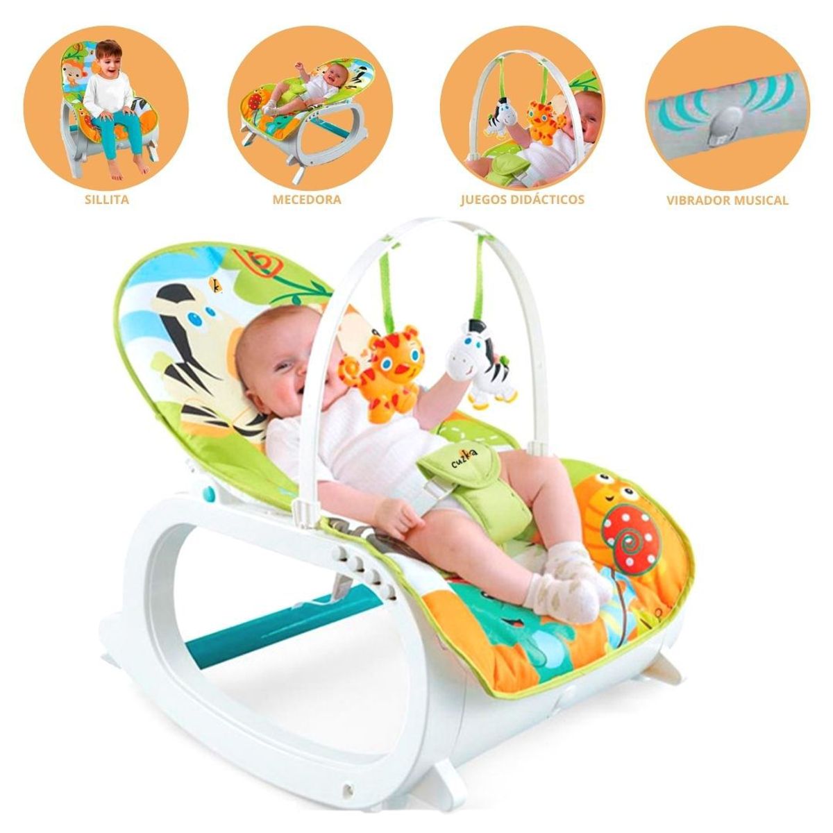 GENERICO - Silla Mecedora Vibrador para Bebés «ZEBRA 2B»