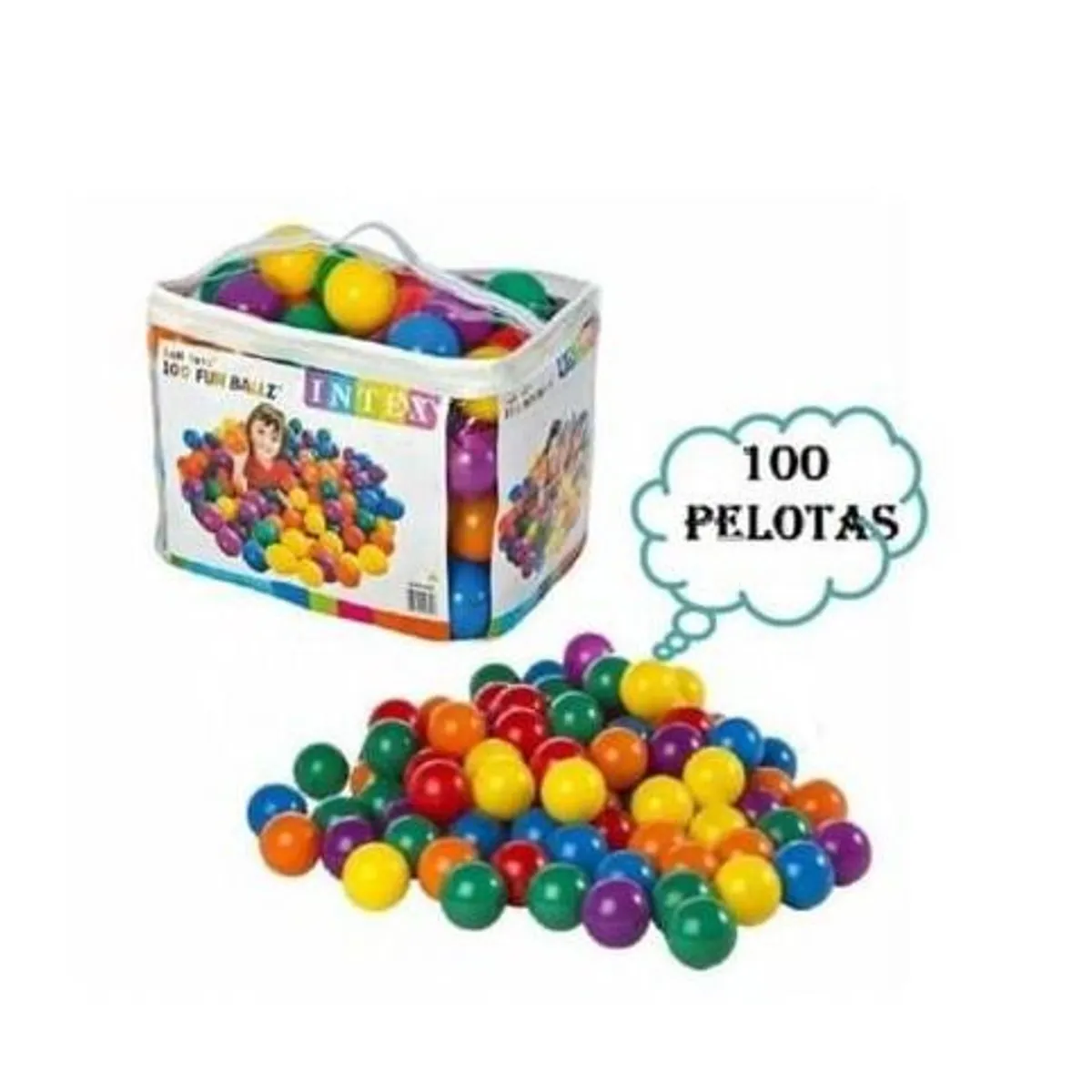 GENERICO - 100 Pelotas de Estimulación Intex Multicolor para Bebé 8 cm