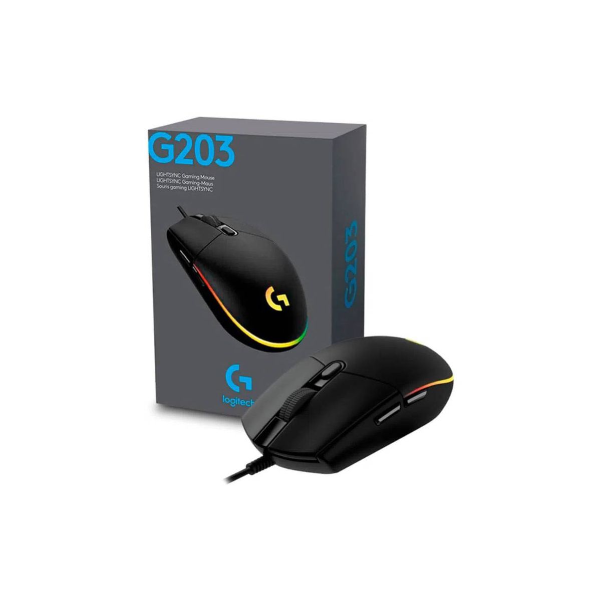LOGITECH - Mouse Logitech G203 Lightsync Optical 8000 DPI RGB Negro