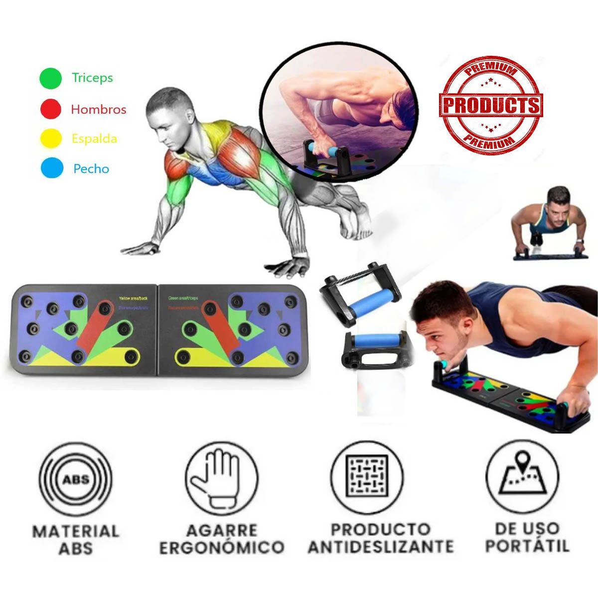 GENERICO - Barra flexiones tablero 9 en 1 Push - Up Stand