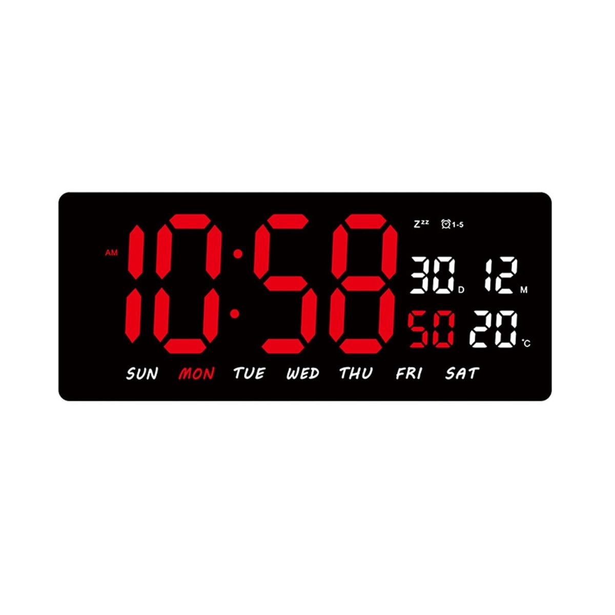 GENERICO - Reloj Digital LED de Pared con Calendario y Temperatura Grande