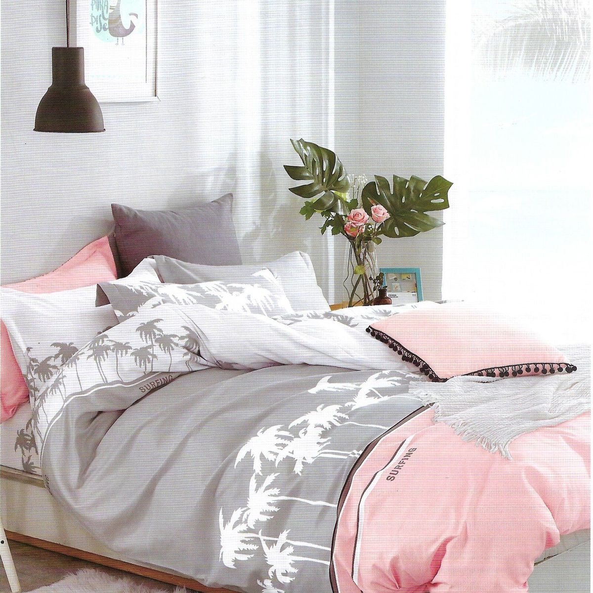 MINGDA - Set de Edredon 2 Pz + Juego de Sabanas + Fundas 5 Piezas