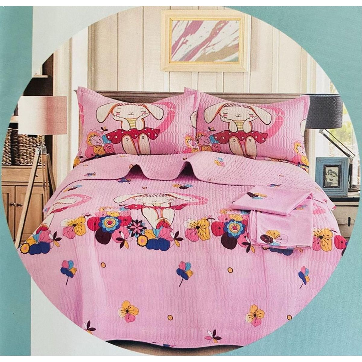 MINGDA - Set de Cubrecama 1.5 pz + Sabanas + Funda de 4 piezas