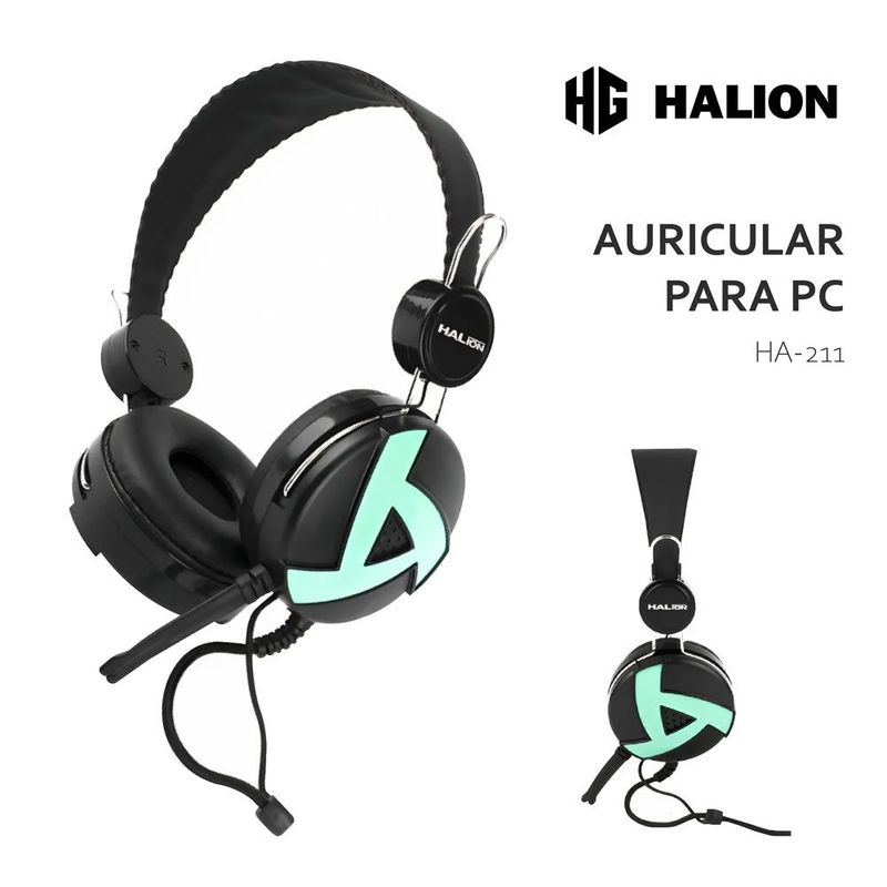 HALION - Auricular Halion HA-211 Negro con Verde