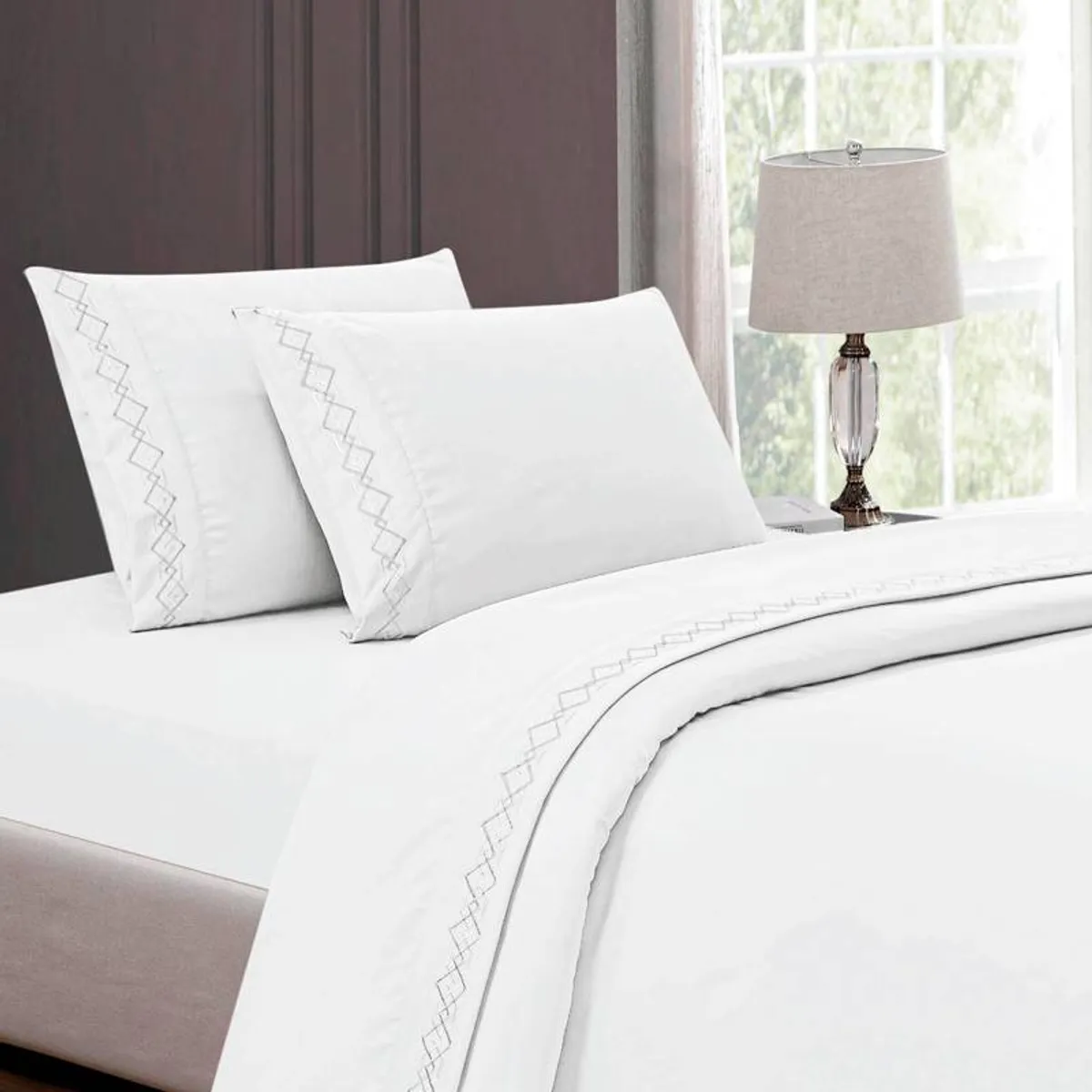 CASATEX - Juego de sabanas Queen size 100% algodón con bordado