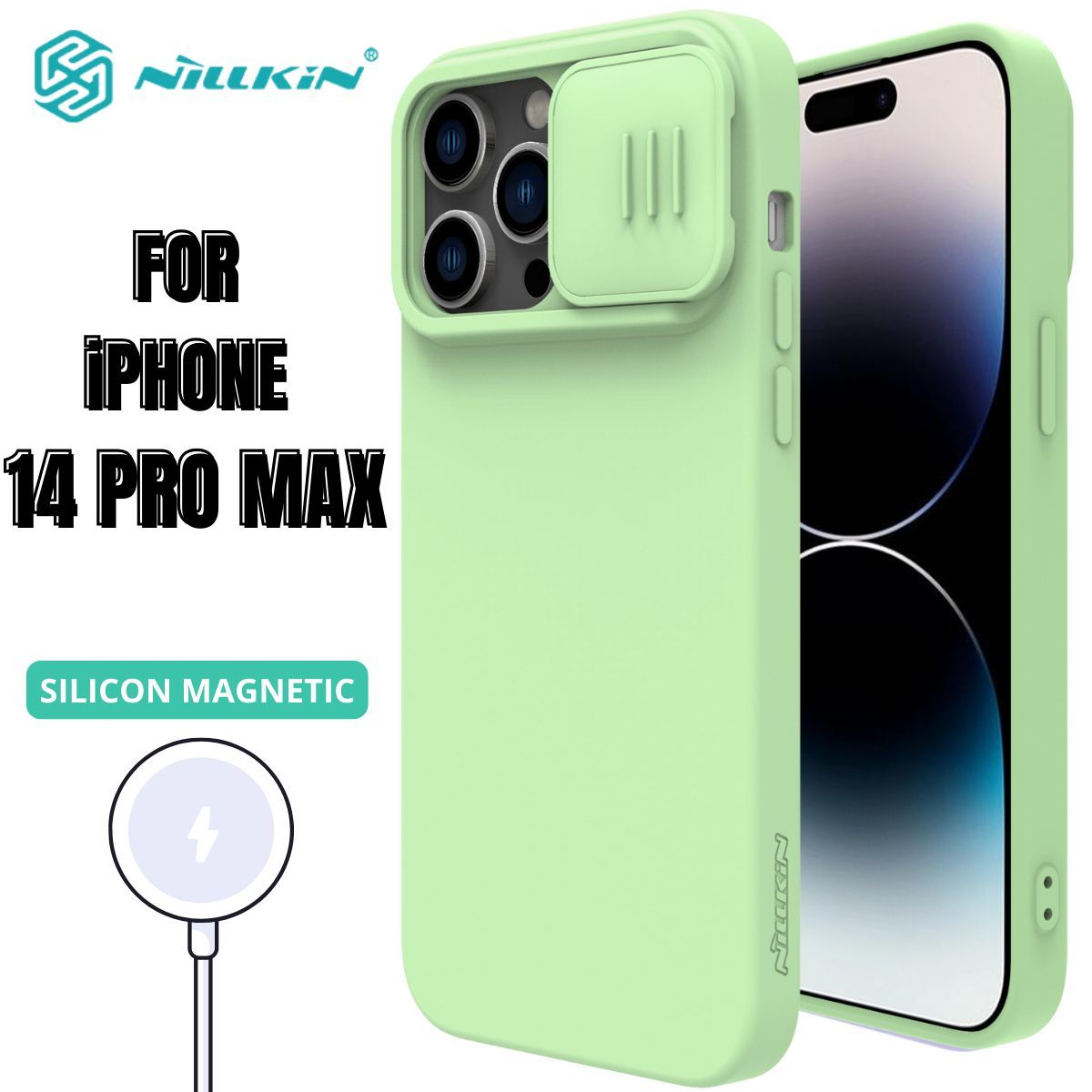 NILLKIN - Case Nillkin Silicone Green - iPhone 14 Pro Max (MagSafe)