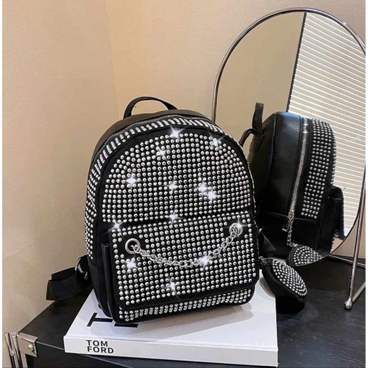 GENERICO - Mochila Diamante de Dama Kawai Coreana de Cuero Alta Calidad