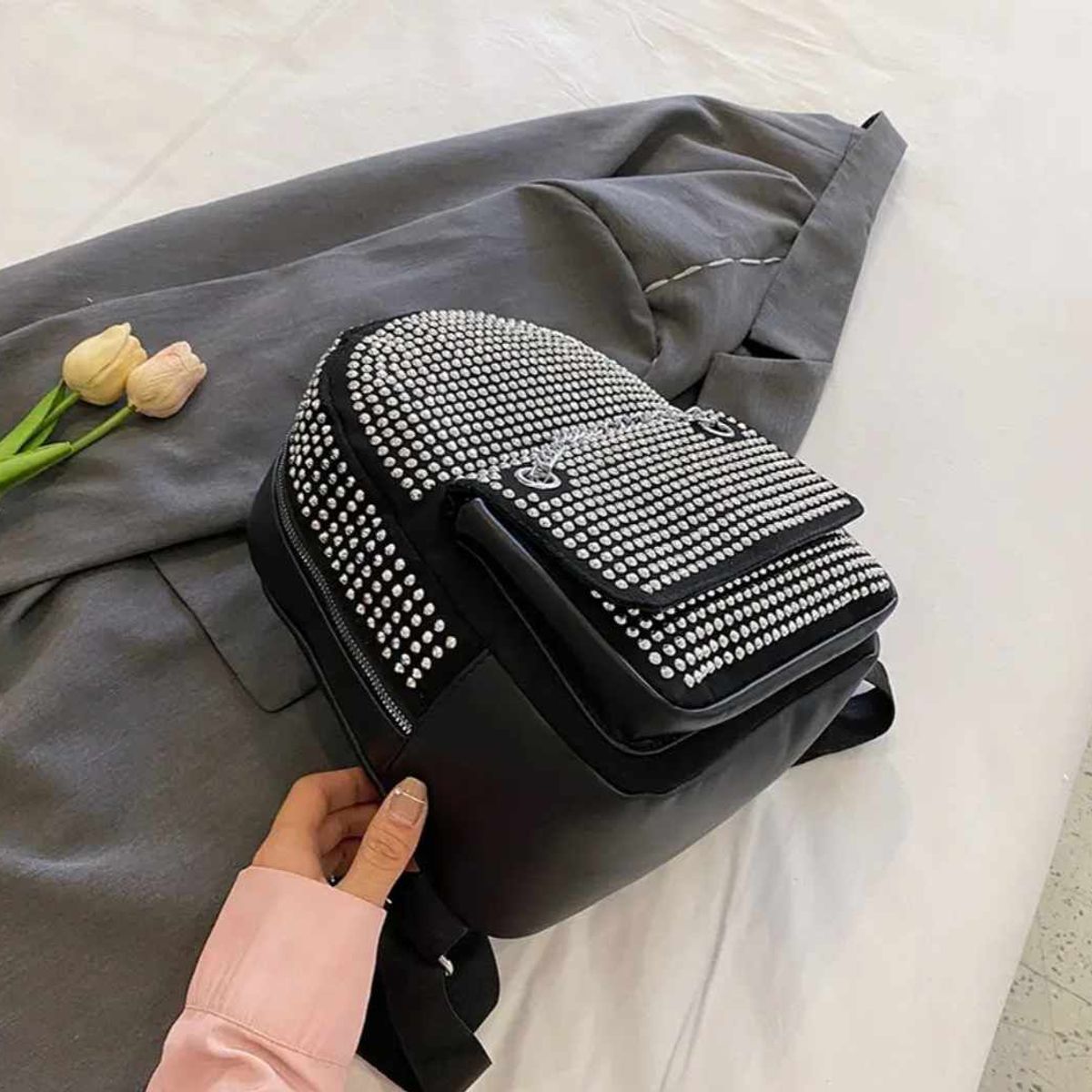 GENERICO - Mochila Diamante Elegante de Mujer Estilo Coreana & Monedero 2 en 1