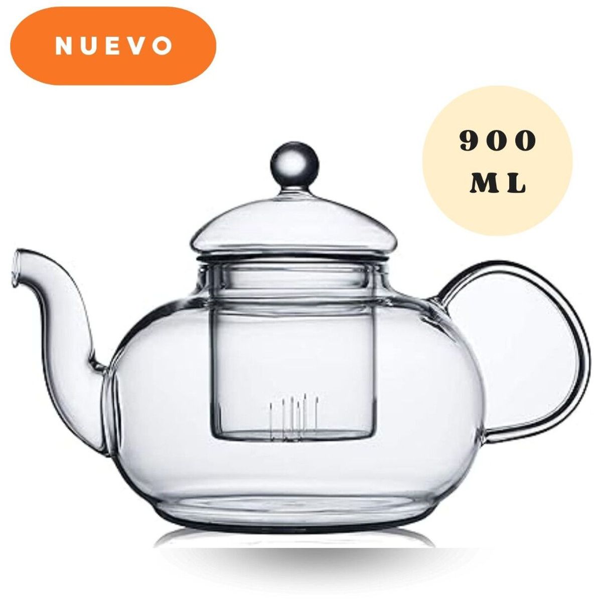 GENERICO - Tetera de Borosilicato 900 ml con Filtro