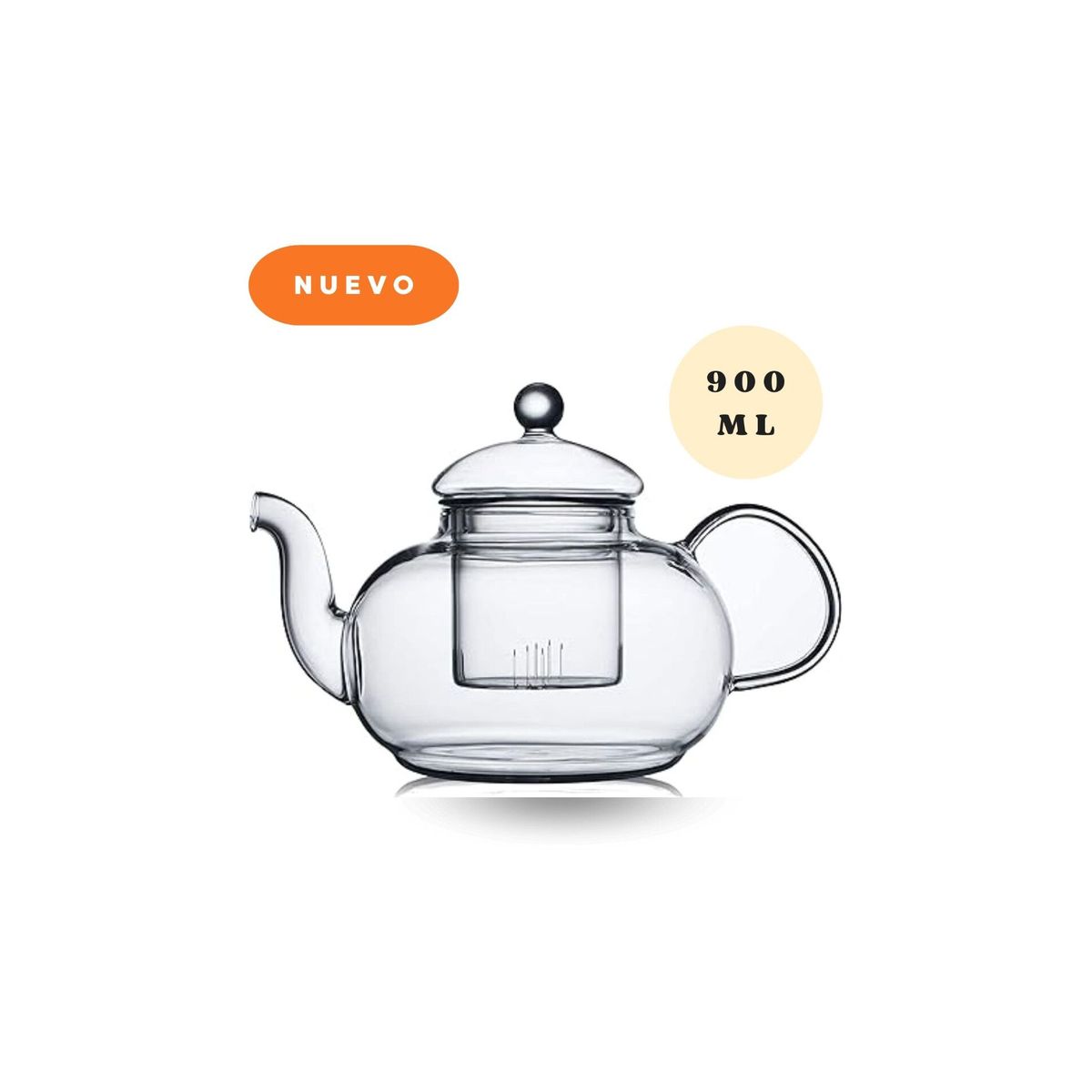 GENERICO - Tetera de Borosilicato 900 ml con Filtro