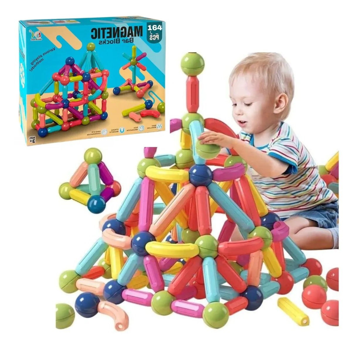 GENERICO - Juego De Bloques De Construccion Magneticos 164 Pcs Niños