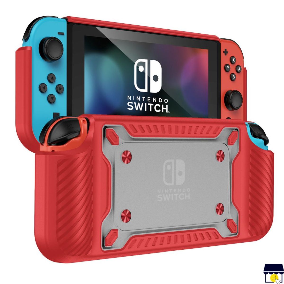 GENERICO - Case o funda con soporte portajuegos para Nintendo Switch OLED - ROJO
