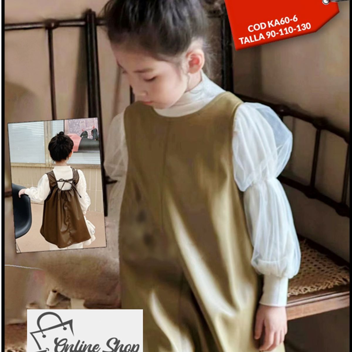 GENERICO - VESTIDO DE CUERO PARA NIÑA - 2 PIEZAS