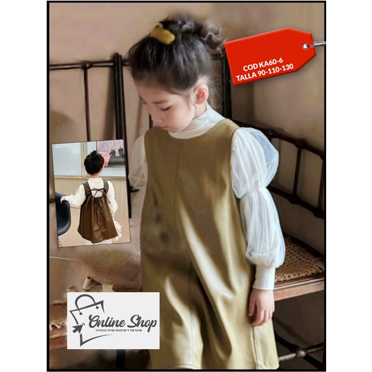 GENERICO - VESTIDO DE CUERO PARA NIÑA - 2 PIEZAS