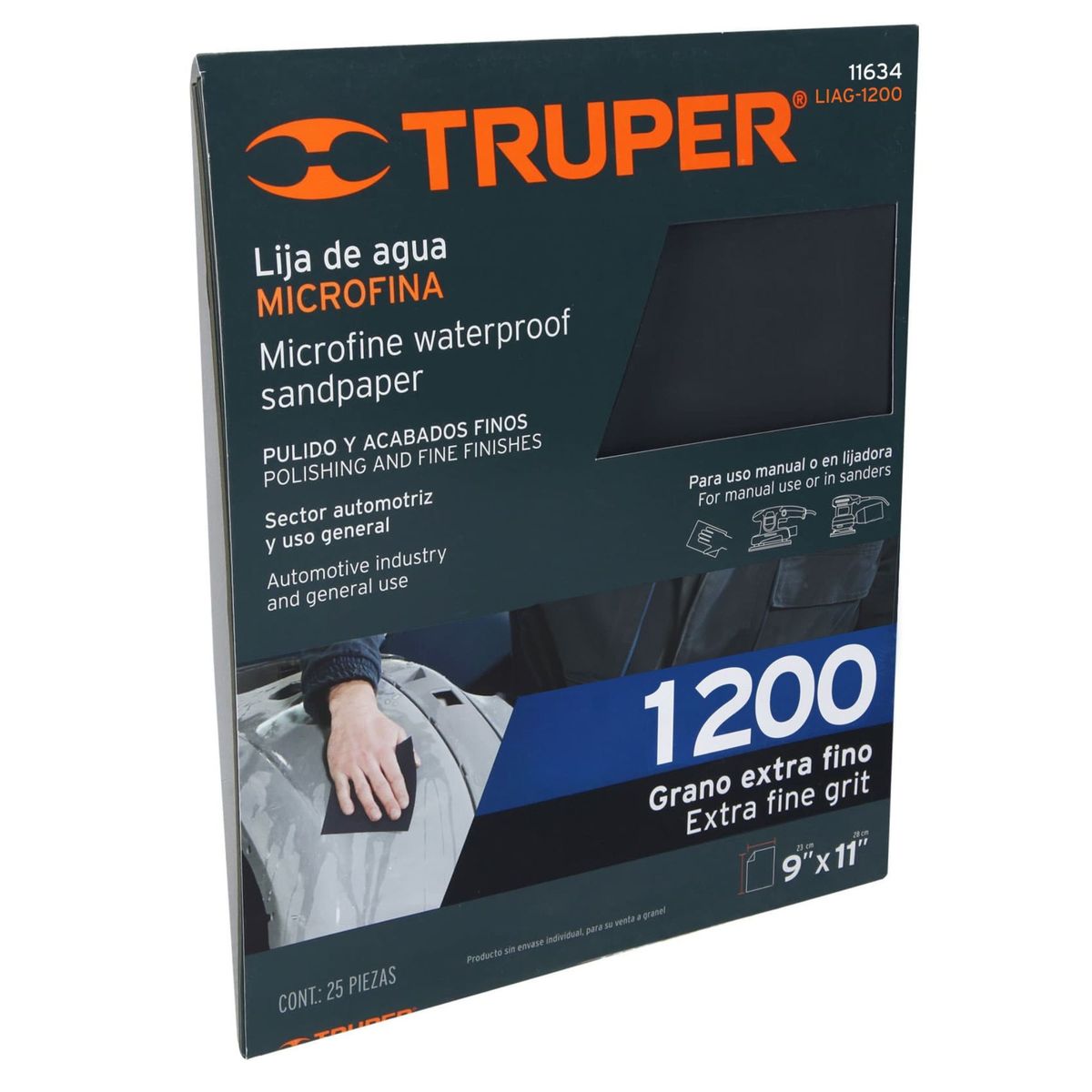 TRUPER - Lija de agua grano 1200 microfina, PACK 4 NIDADES, Truper