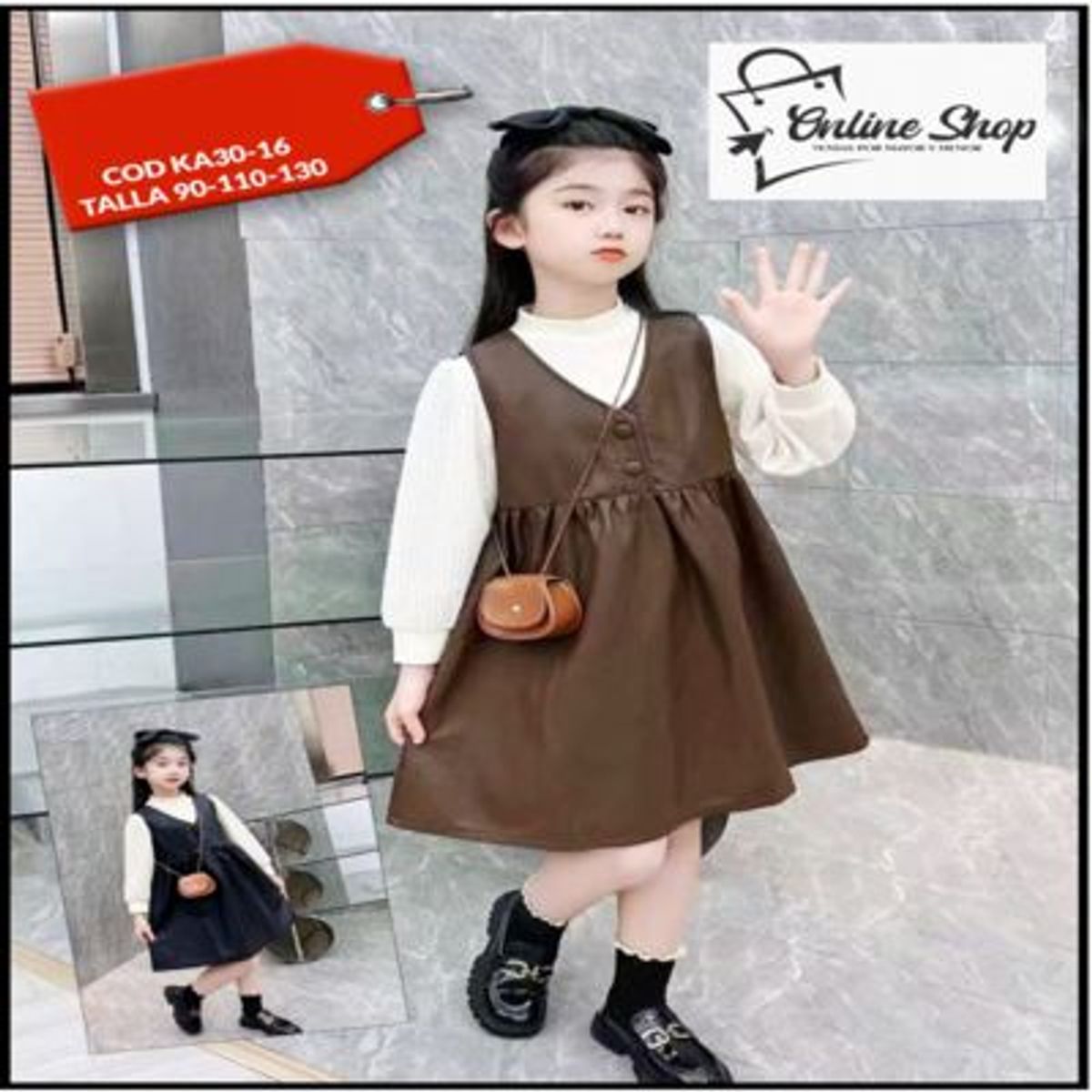 GENERICO - VESTIDO DE CUERO PARA NIÑA - 2 PIEZA