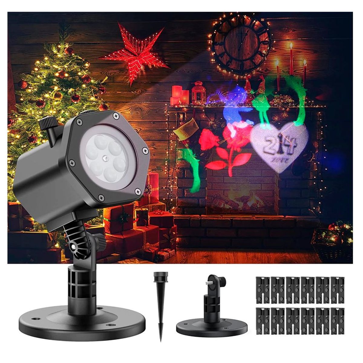 GENERICO - Luces Navidad Proyector Navideño Giratorio y Luces LED 12 Diapositivas