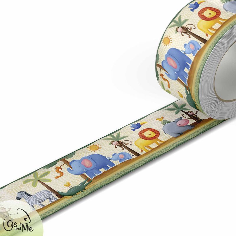 GENERICO - 5.9 mts de Cenefa Infantil autoadhesivo decorativo Safari Verde