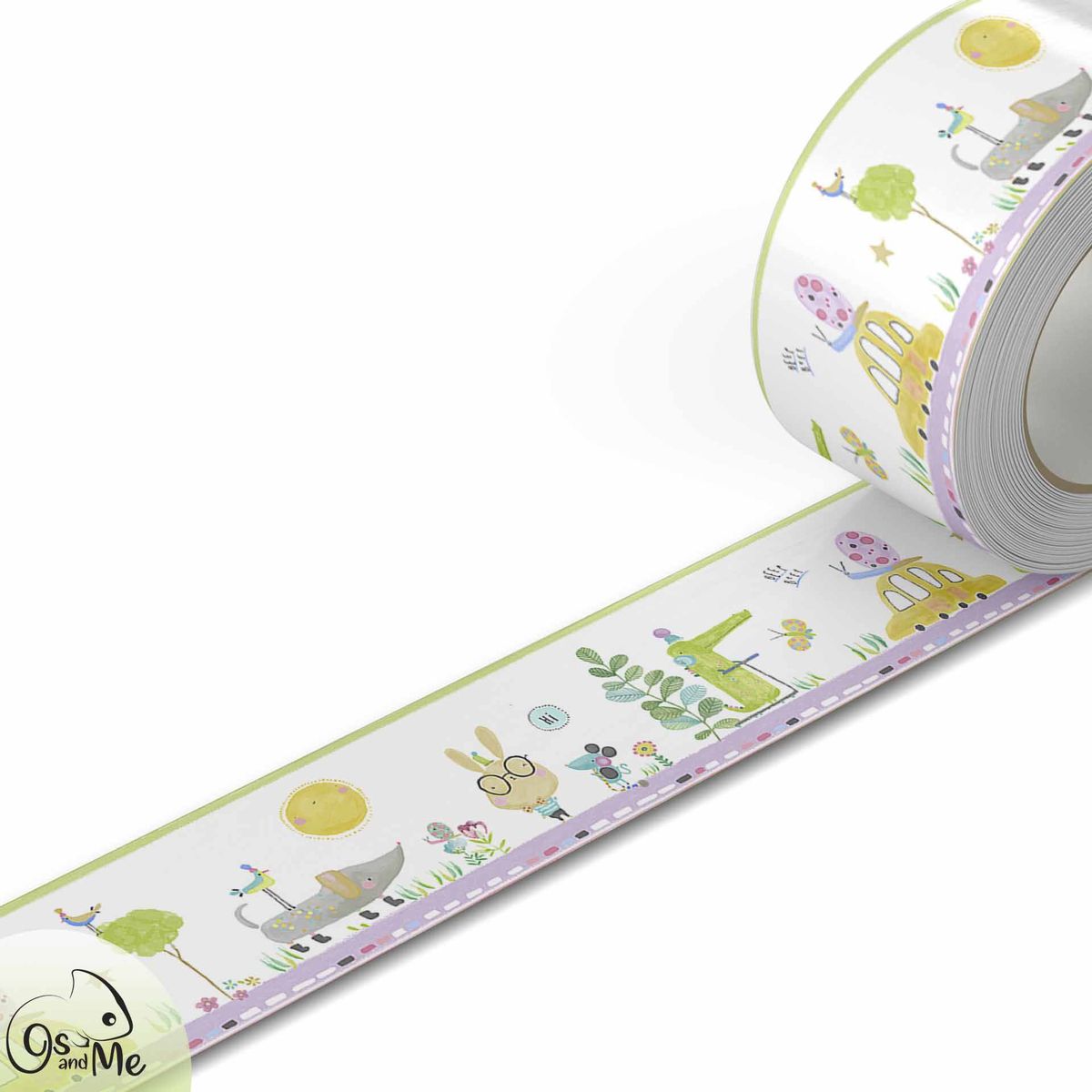 GENERICO - Cenefa Infantil Autoadhesiva Decorativa – Safari lila cocodrilo – 5.92 mts