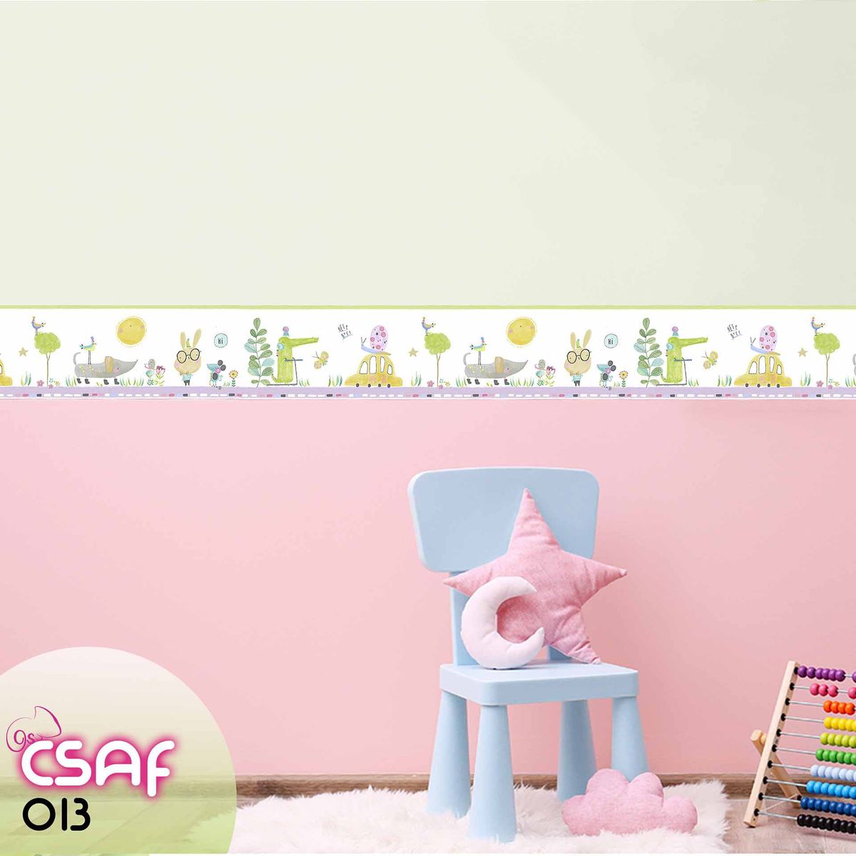 GENERICO - Cenefa Infantil Autoadhesiva Decorativa – Safari lila cocodrilo – 5.92 mts