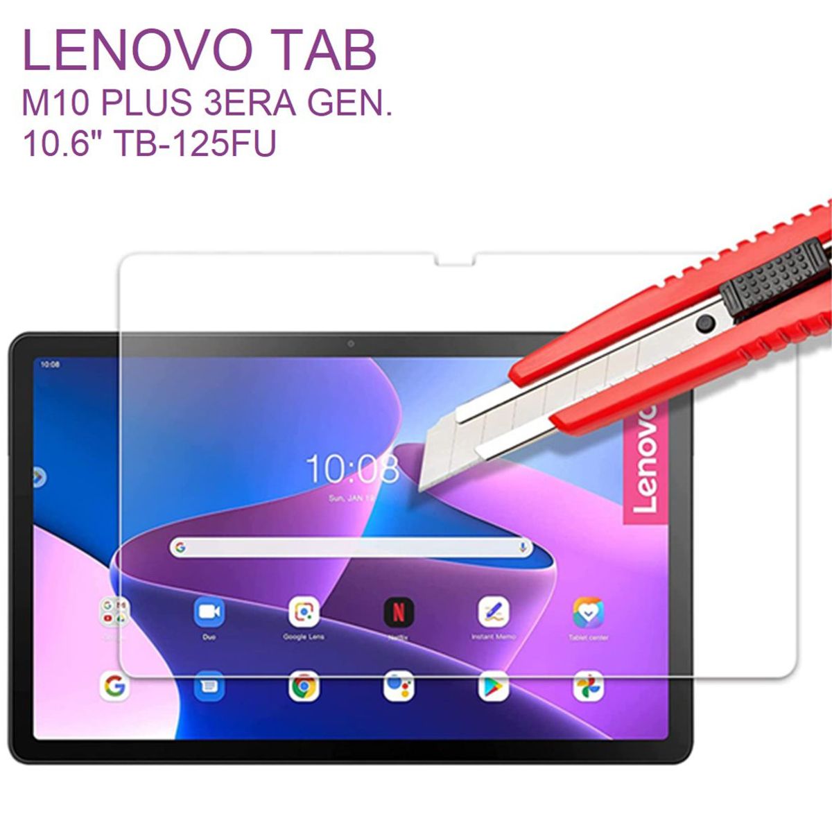 GENERICO - Mica Vidrio Templado para Lenovo M10 Plus 10.6 3era Gen TB-128FU 125FU