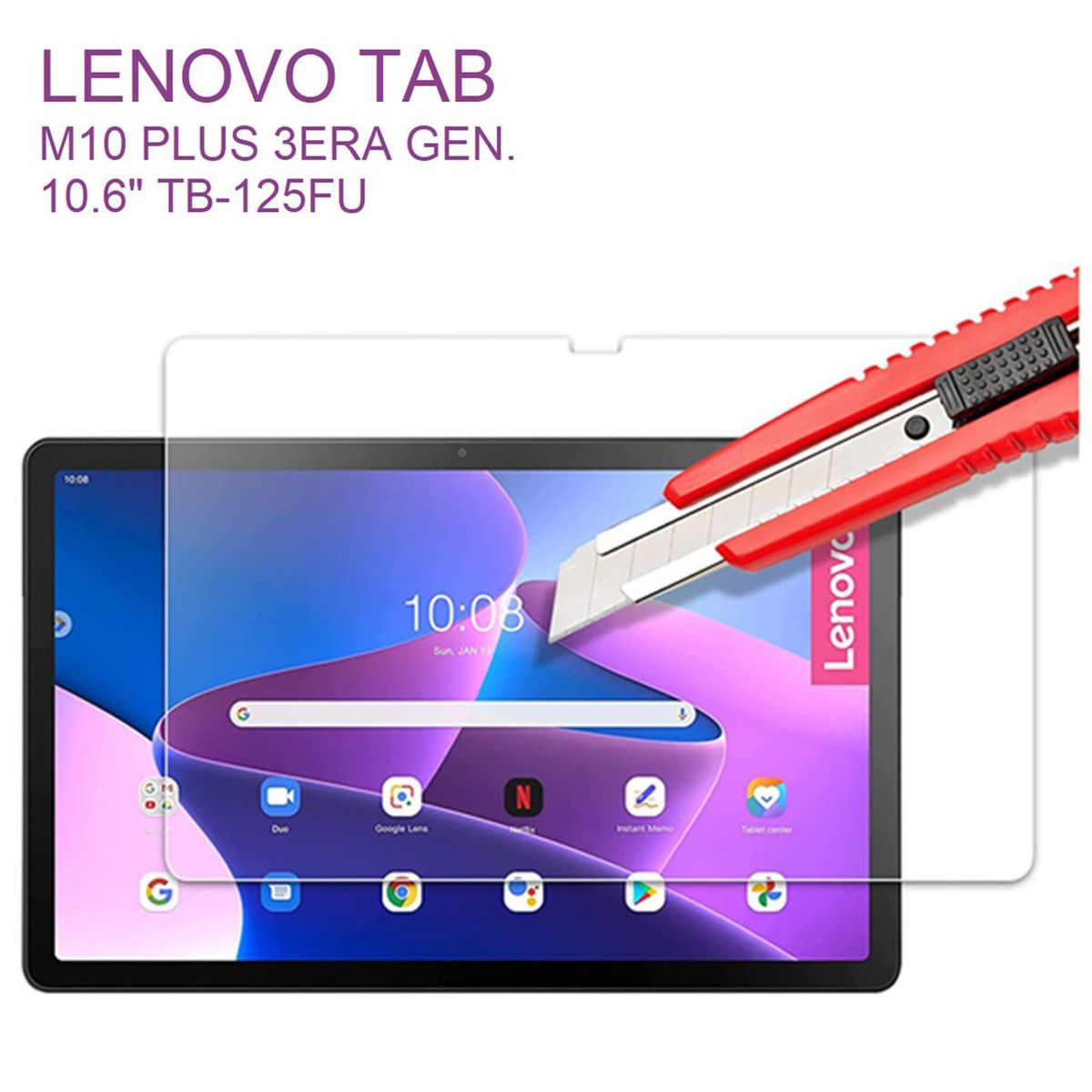 GENERICO - Mica Vidrio Templado para Lenovo M10 Plus 10.6 3era Gen TB-128FU 125FU