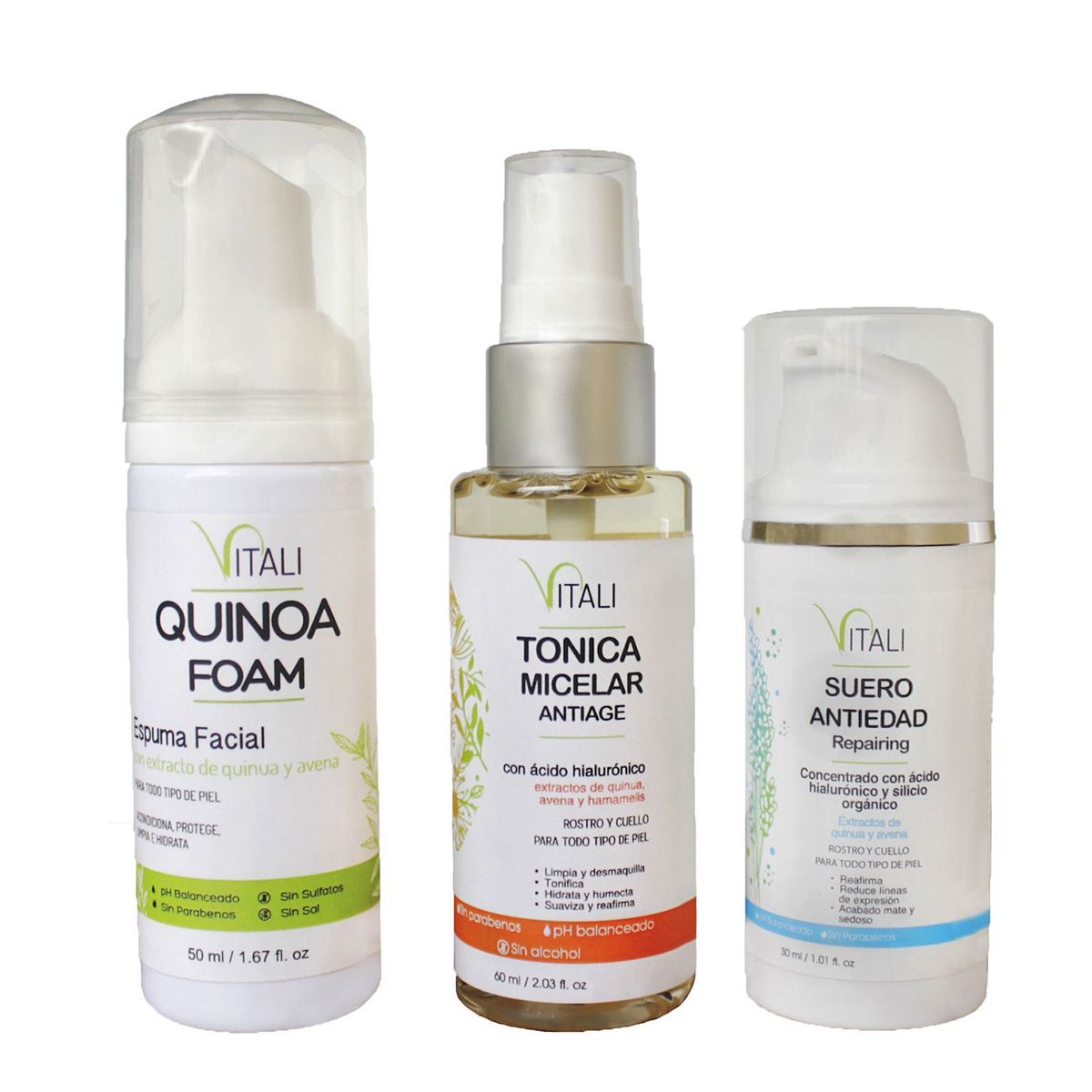 VITALI - Pack hidratante antiage limpiadortónicasuero