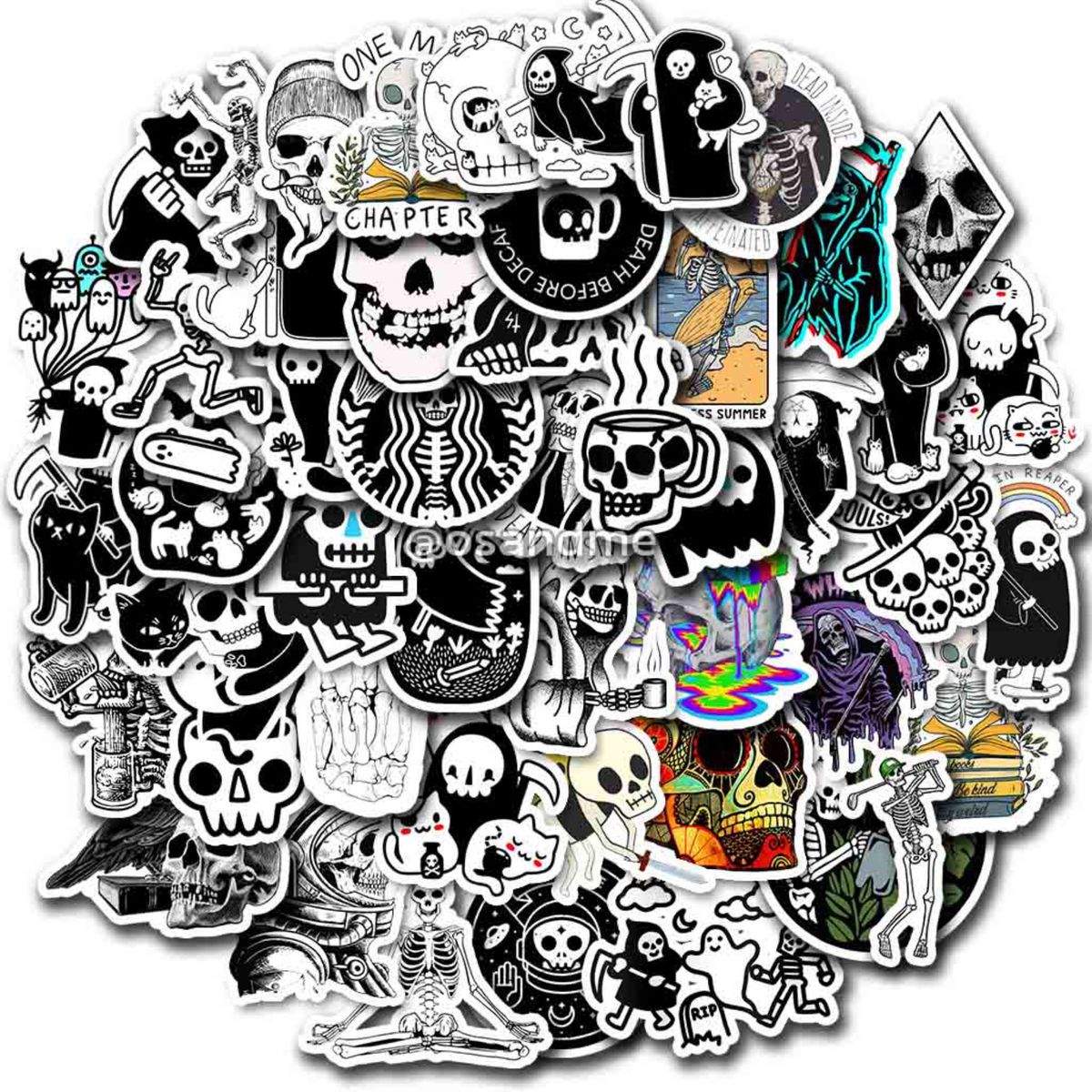 Sticker Calaveras pack 50 pegatinas skull resistente al agua, marca GENERICO - Foto Principal