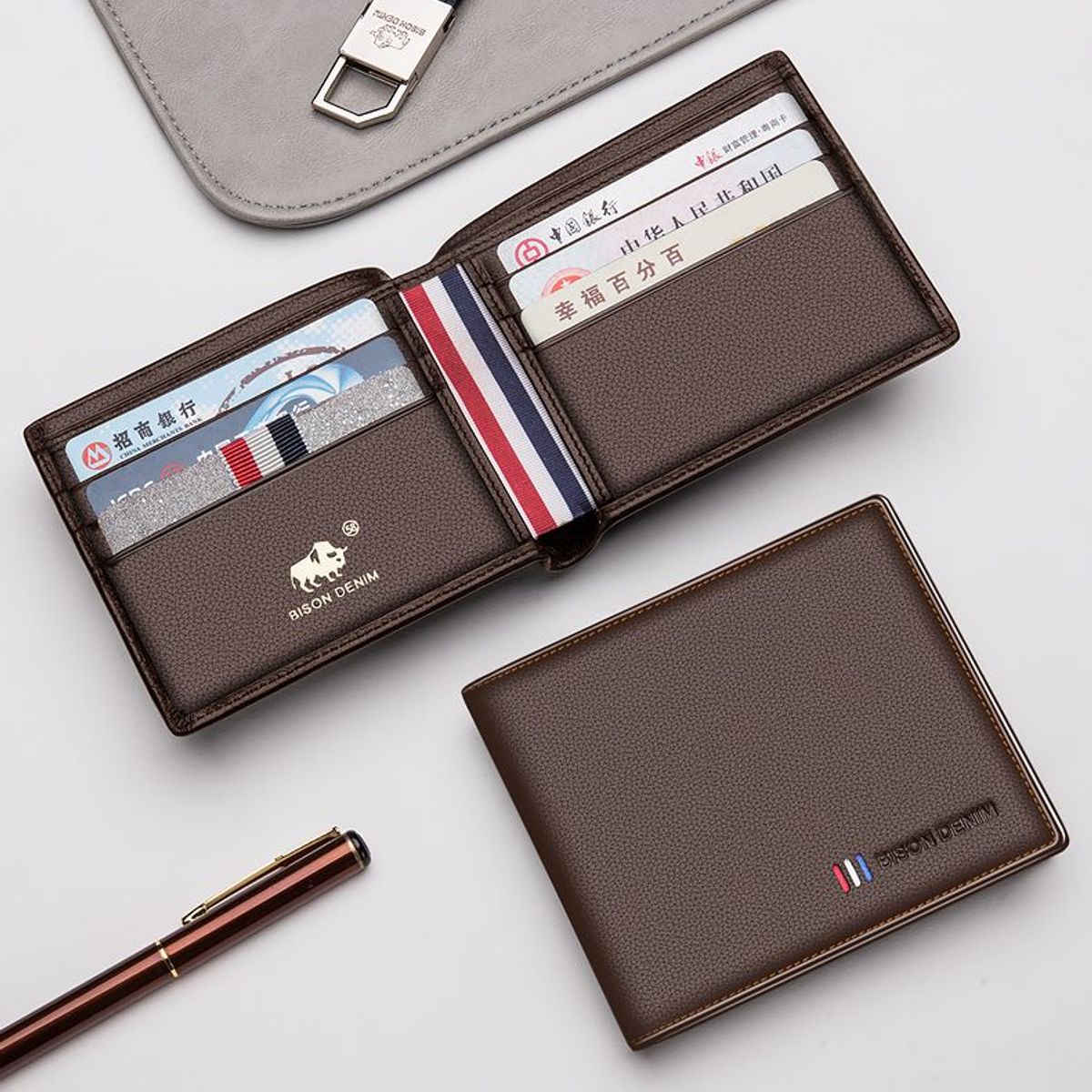 GENERICO - Billetera de cuero Bison Denim