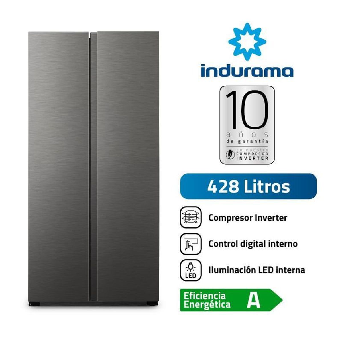 INDURAMA - Refrigeradora Indurama RI-769 Side by Side 428 Litros