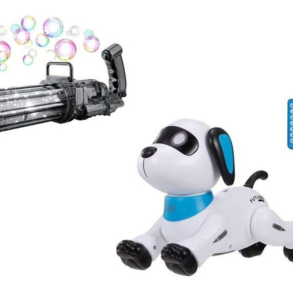 GENERICO - Perro robot a control remoto  + lanzador de burbujas