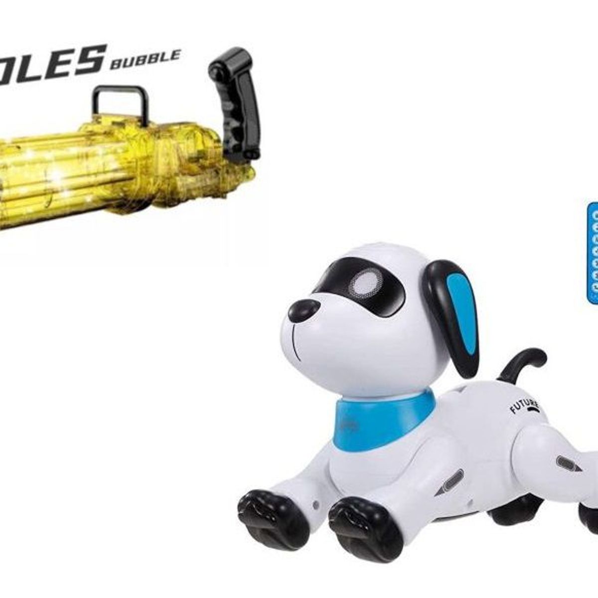 GENERICO - Perro robot a control remoto  + lanzador de burbujas