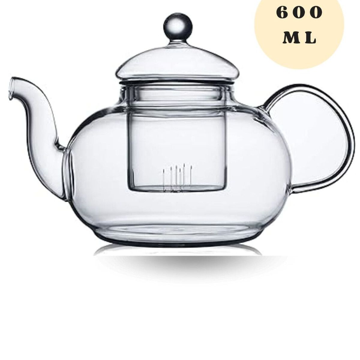 GENERICO - Tetera de Borosilicato 600 ml con Filtro